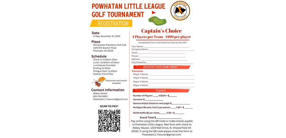 PLL Golf Tournament Registration